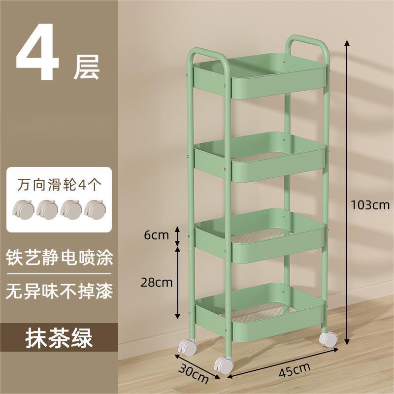 Small cart storage rack, floor standing multi-layer movable living room kitchen storage rack, dormitory snack storage cart wholesale