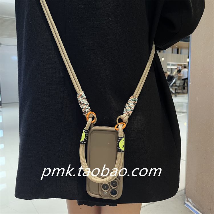Personalized contrasting woven lanyard suitable for Apple 17 Promax phone case, iPhone 13 wristband, handheld, all inclusive 15