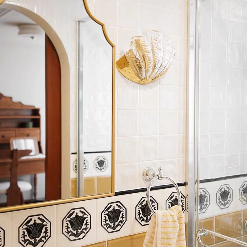 Nordic minimalist handmade ceramic tiles, pearl glazed ceramic tiles, shell gloss milky white bathroom kitchen wall tiles, dining table background wall