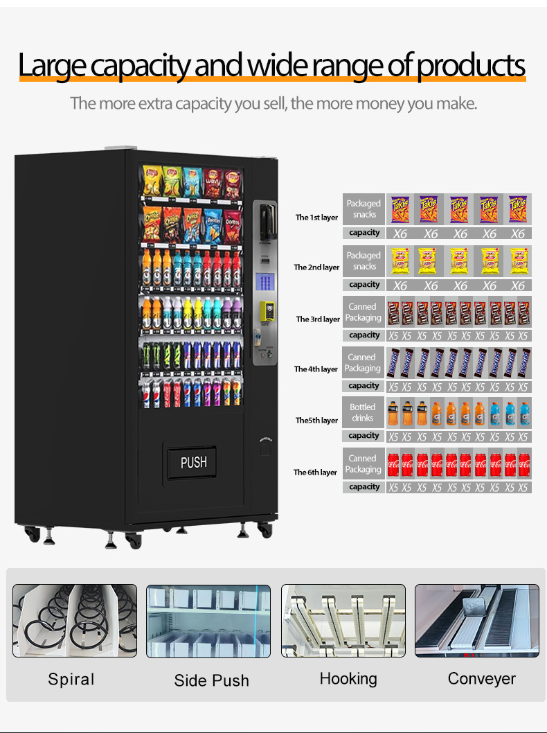 Export vending machine with 24-hour cooling, beverage vending machine, snack vending machine, self-service vending machine