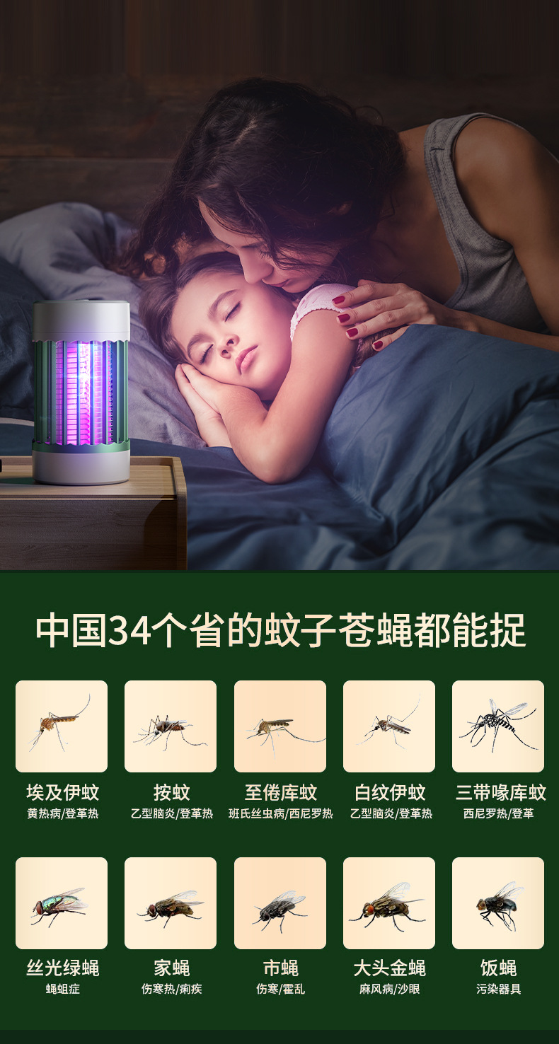 Cross border mosquito repellent device, indoor mosquito killer lamp, household electric shock mosquito killer, bedroom, pregnant woman, physical silent mosquito killer, scan