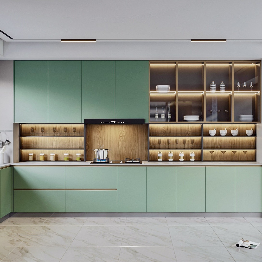 Cabinet, kitchen, living room, open glass door, quartz stone rock board, multi-layer solid wood, whole house customization, solid wood customization