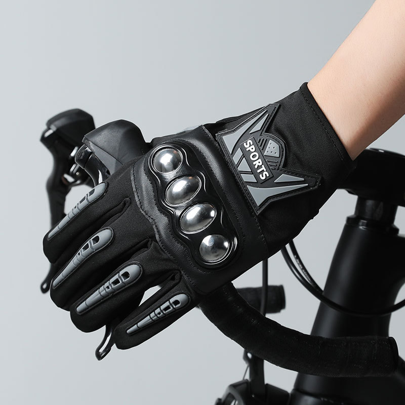 Motorcycle riding gloves men's stainless steel hard shell anti fall mountain bike riding equipment gloves cross-border