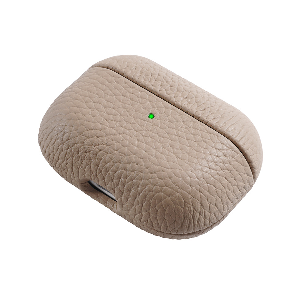 Spot Airpodspro3 protective case suitable for Apple earphones Airpods4 genuine leather lychee pattern earphone case