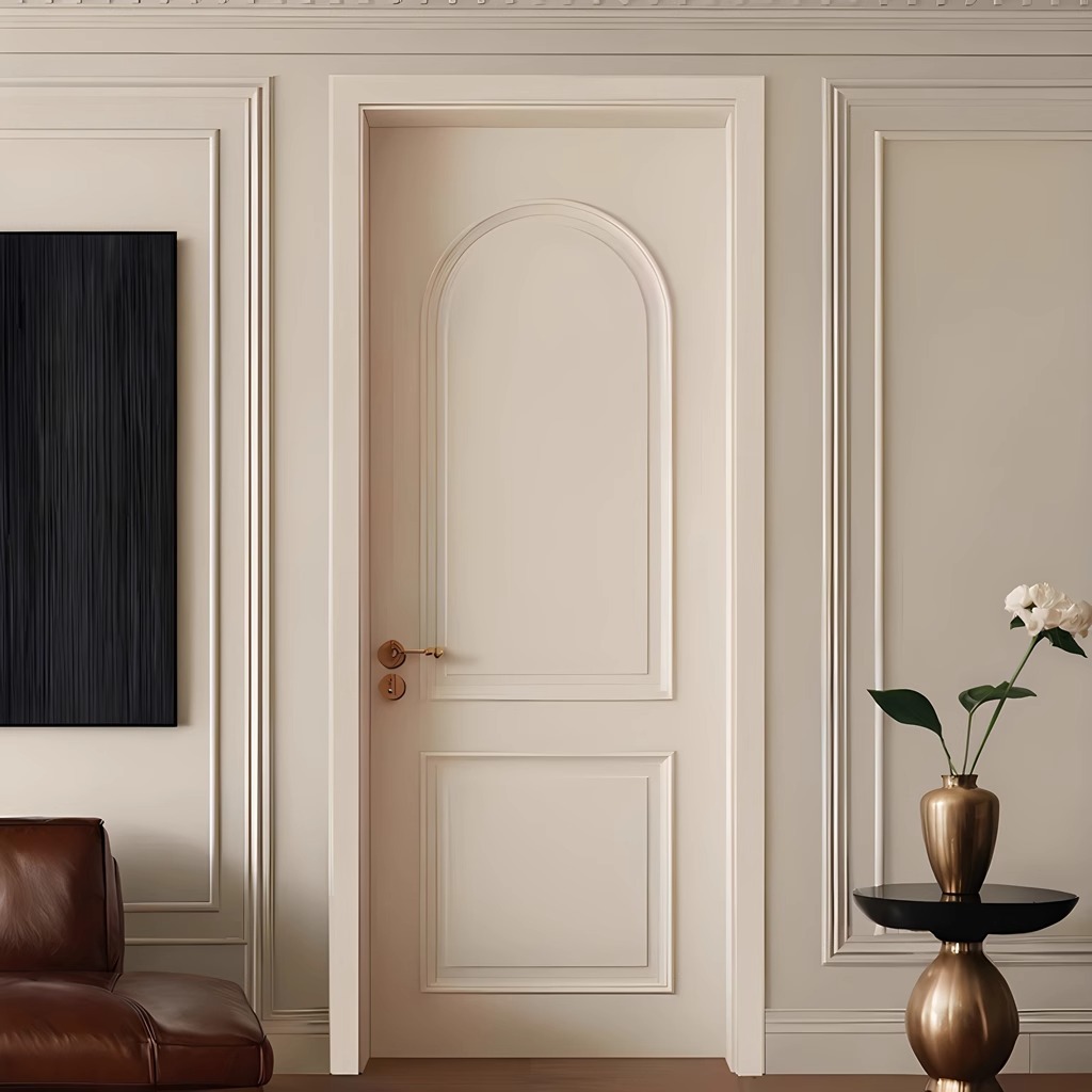 Mo van Gogh's End White French Printed Door Door Door Full Set Установка Домохозяйственная дверь полная установка кремовая деревянная дверь