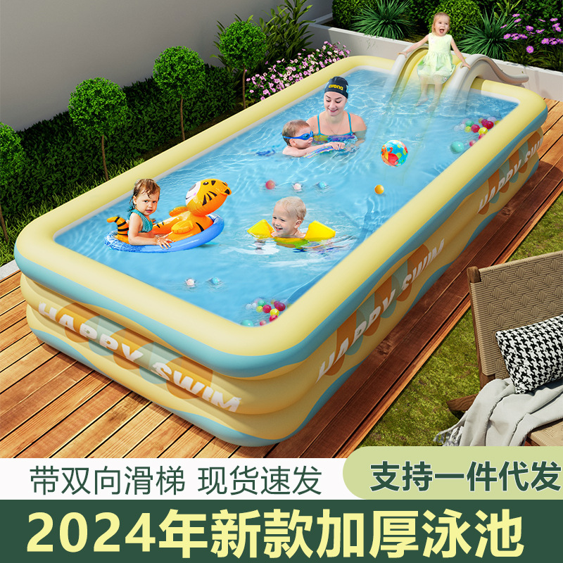 Overseas inflatable swimming pool for home, outdoor, baby, children, family, adult, thick square play pool