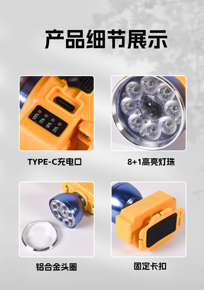 Strong light headlight, outdoor LED ultra bright long-range spotlight, bald head, wearable night fishing mineral light, long endurance, lithium battery charging