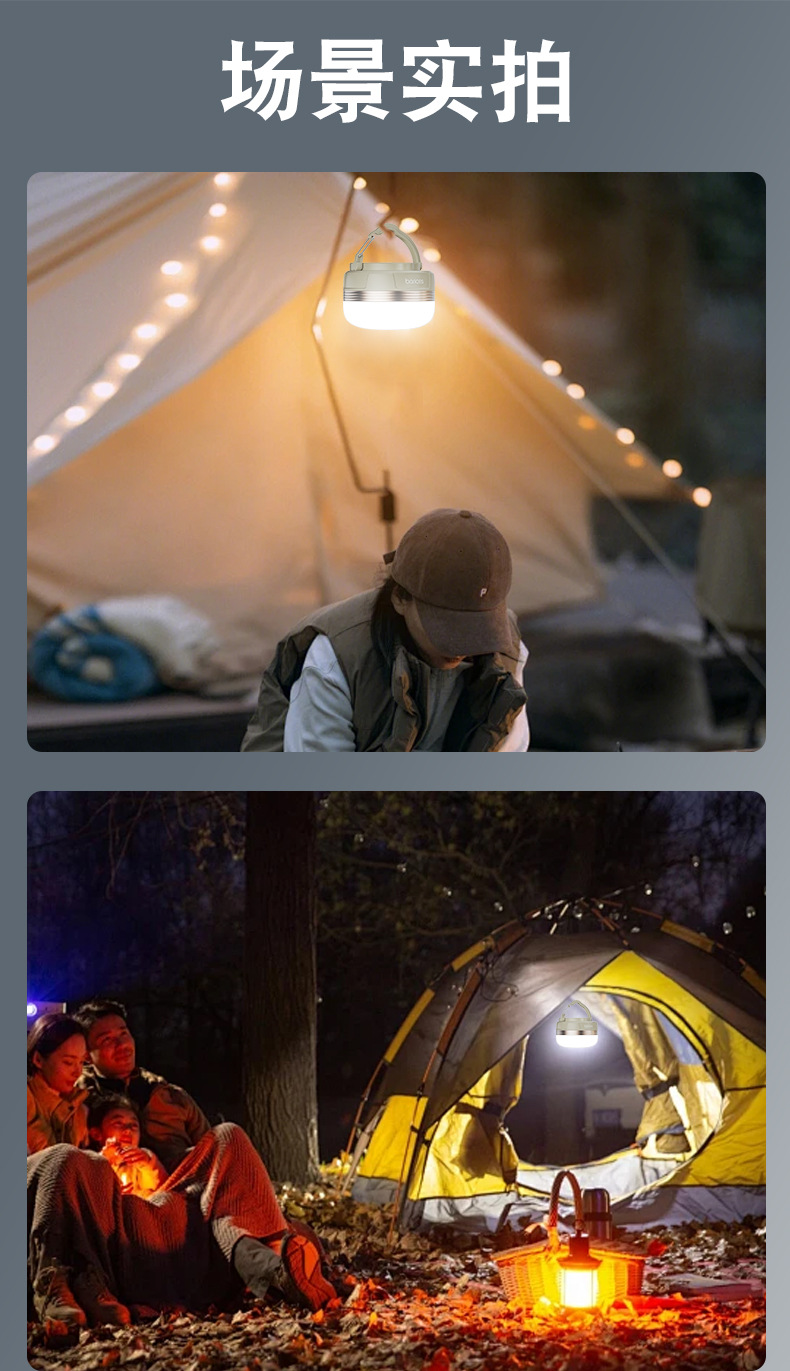 Camping lamp with long battery life, Amazon cross-border e-commerce, super bright mini tent, outdoor camping lamp, charging lighting lamp