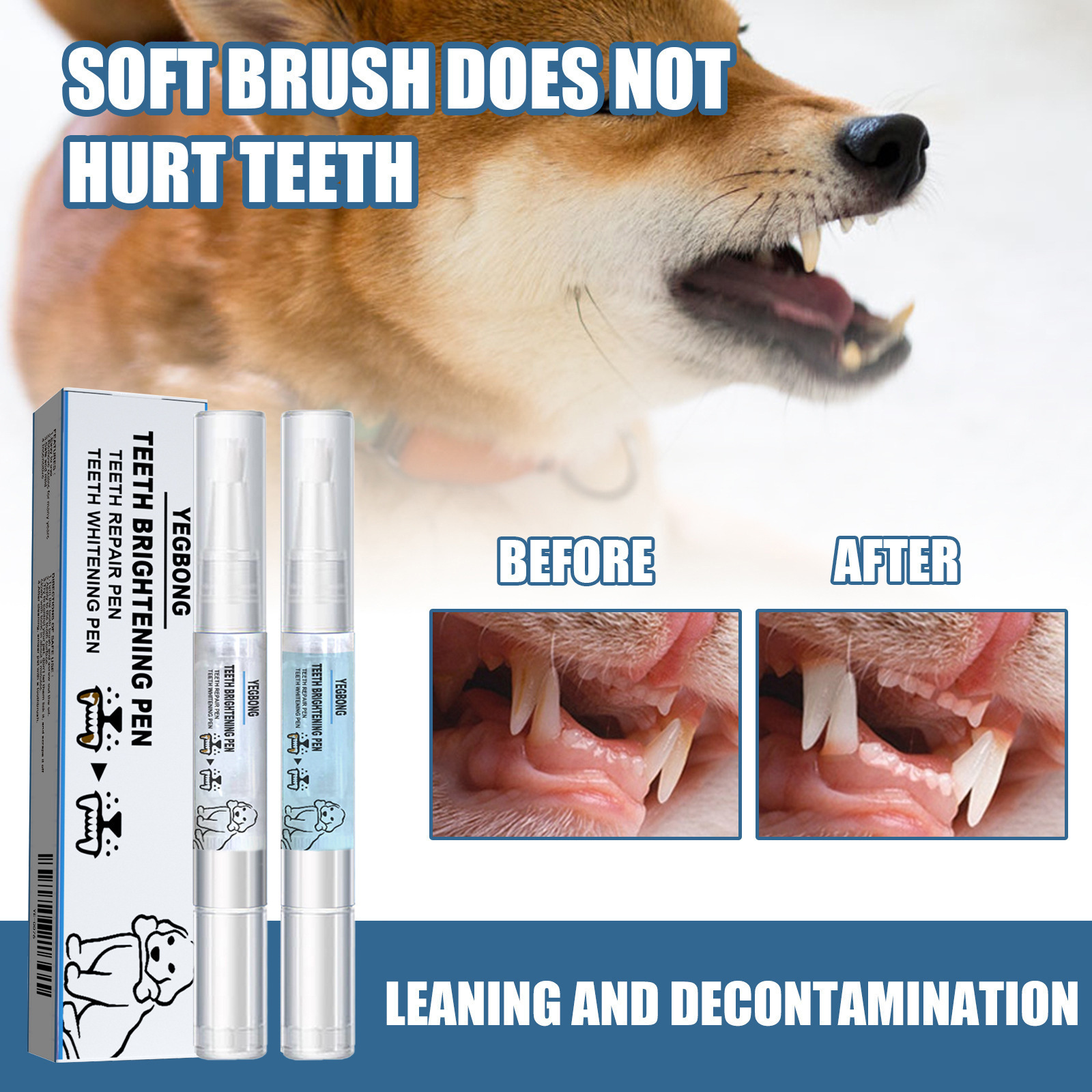 Yegbong Pet Dyber Pen Dog Cat Cat Dental Dental Cleanship Tool Cat and Dog Pet Clean ручка