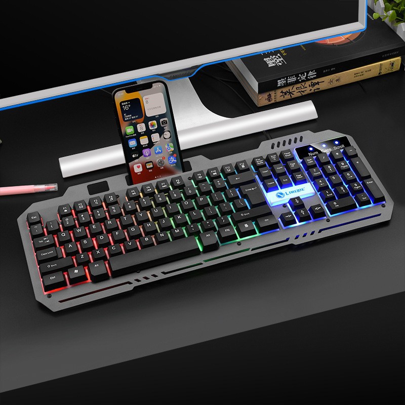 Docton Suspended Rainbow Backlight Computer USB Wired Keyboard and Mouse Set DIY Installation and Configuration