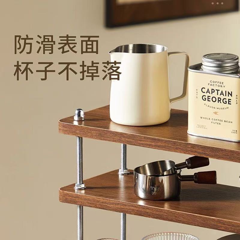 Desktop storage rack, three-layer kitchen coffee rack, office desk partition rack, desktop storage small bookshelf, water cup tea set rack