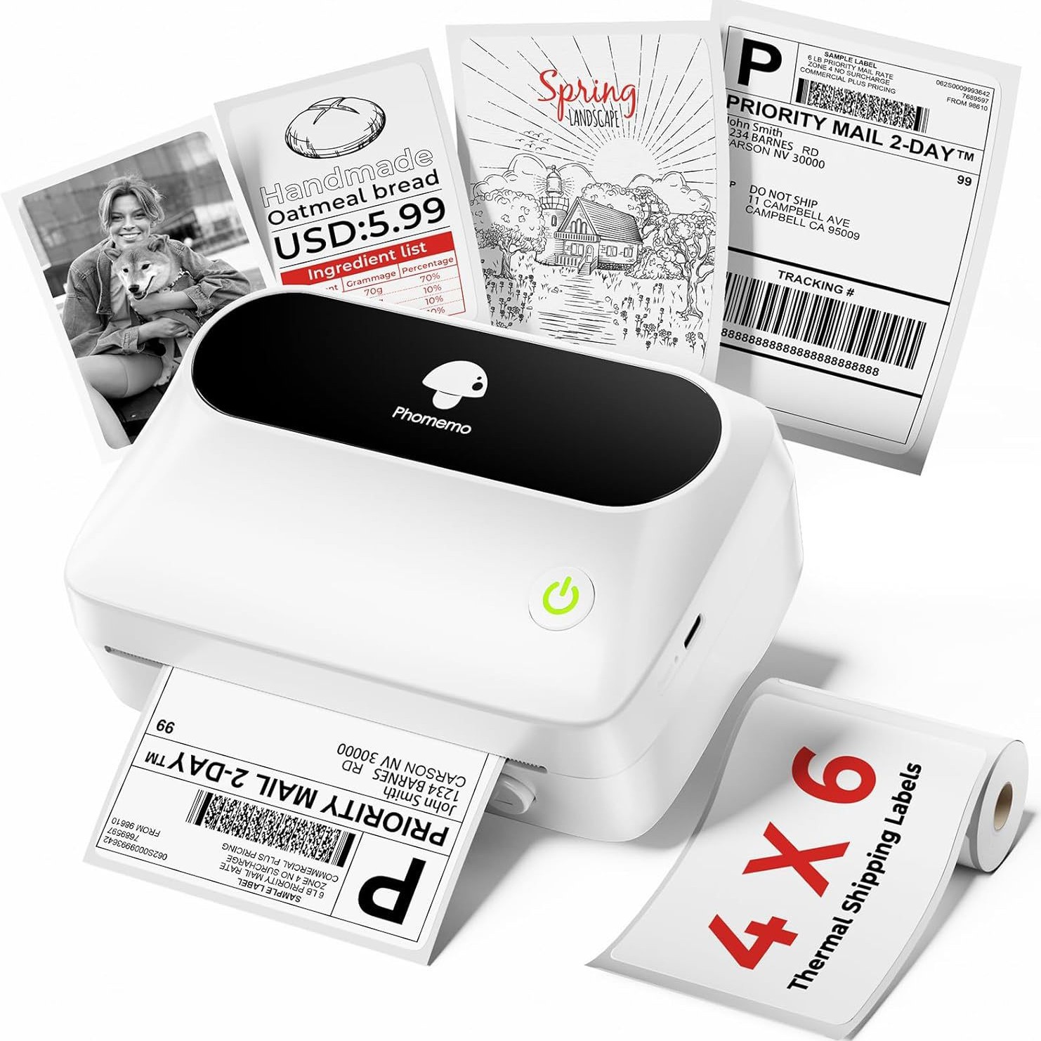 Phomemo M110商用标签打印机迷你蓝牙便携跨境热敏打印机LOGO批发