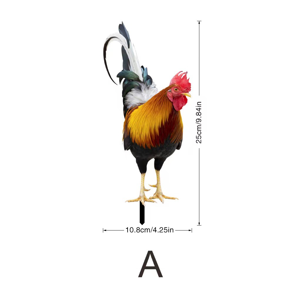 3D Courtyard Rooster Acrylic Mirror Yardart Garden Outdoor Decoration Ornaments Creative Courtyard Ornaments