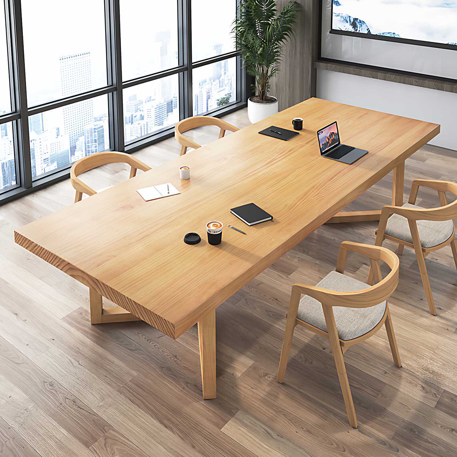 Solid wood conference table, modern and simple rectangular table, office workspace, large table, customizable library reading table