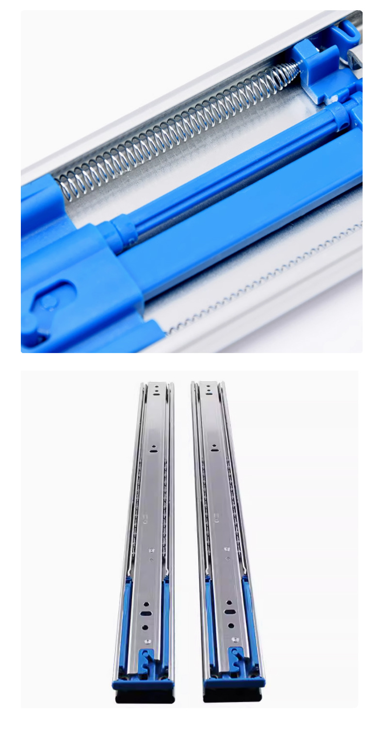 Taiwan locomotive slide rail three section slide rail buffer damping silent cabinet hardware accessories drawer track wholesale