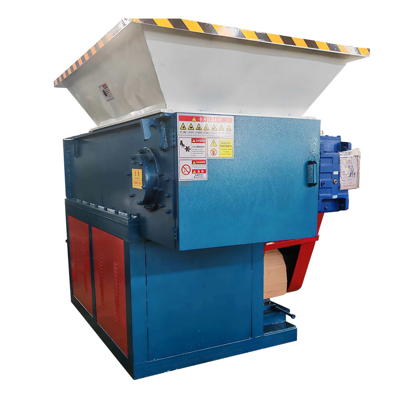 Plastic clothing film machine head material single axis hydraulic shredder big blue bucket crusher pipe plastic pot crusher