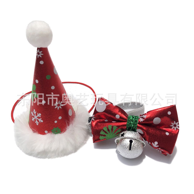 Pet Christmas Products Pet Рождественская шляпа Set Кот и собака рождественский треугольник Треугольник Pets Pett