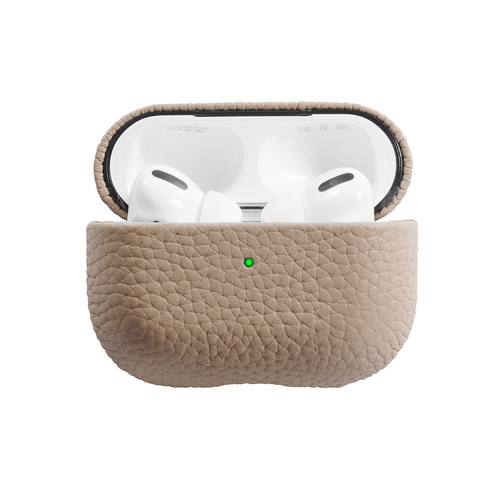 Spot Airpodspro3 protective case suitable for Apple earphones Airpods4 genuine leather lychee pattern earphone case