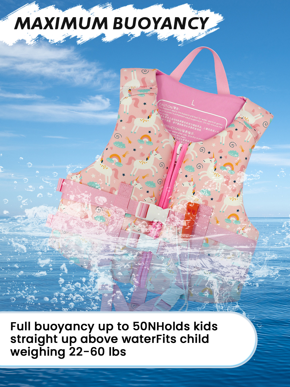 Cross border children's life jackets, diving materials, cartoon printed warm water buoyancy jackets, swimming vests for men and women aged 3-12