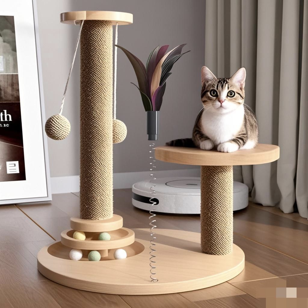 Кошачий игровой комплекс 5-в-1 с когтеточкой и игрушками