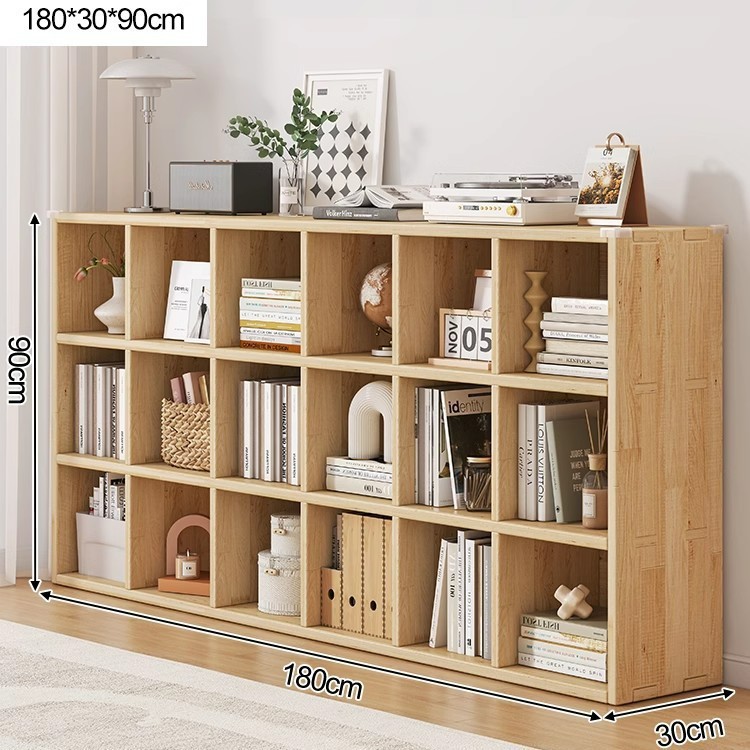 Solid wood bookshelf, floor to ceiling, household bedroom, bedside table, bookshelf, integrated sandwich, bedside storage cabinet, living room cabinet