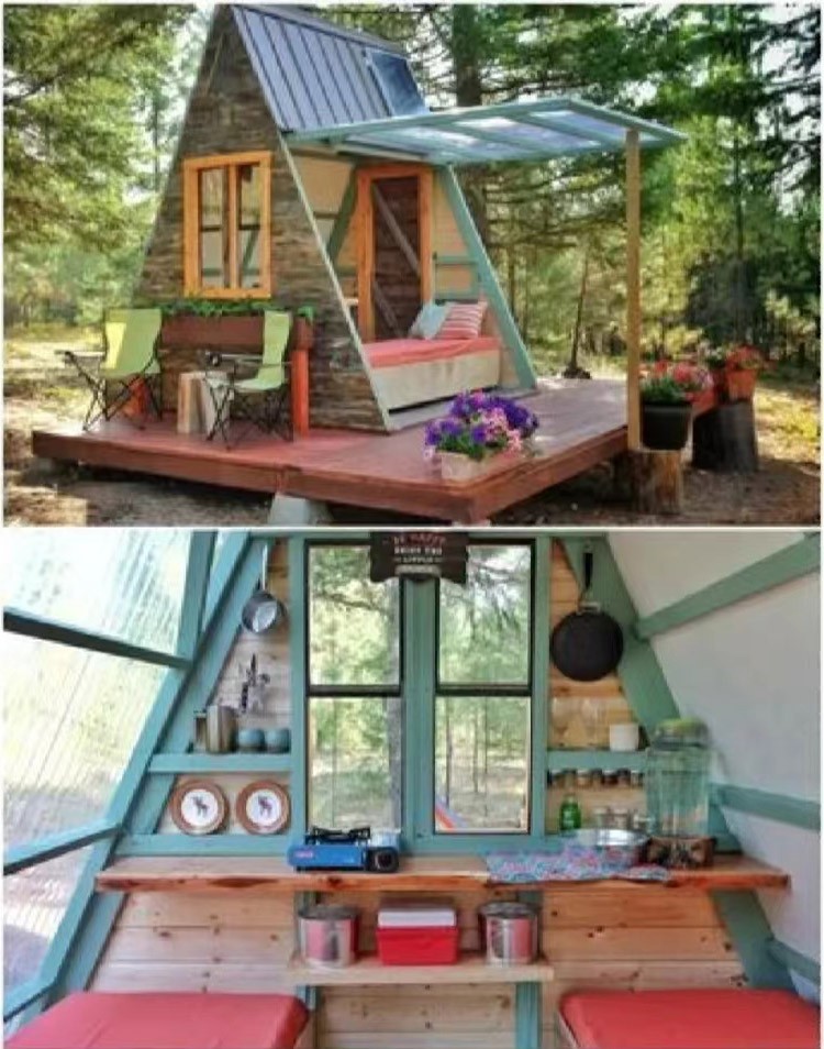 Internet famous scenic spots, farmhouses, homestays, wooden houses, mobile villas, outdoor children's anti-corrosion cabins, triangular treehouses