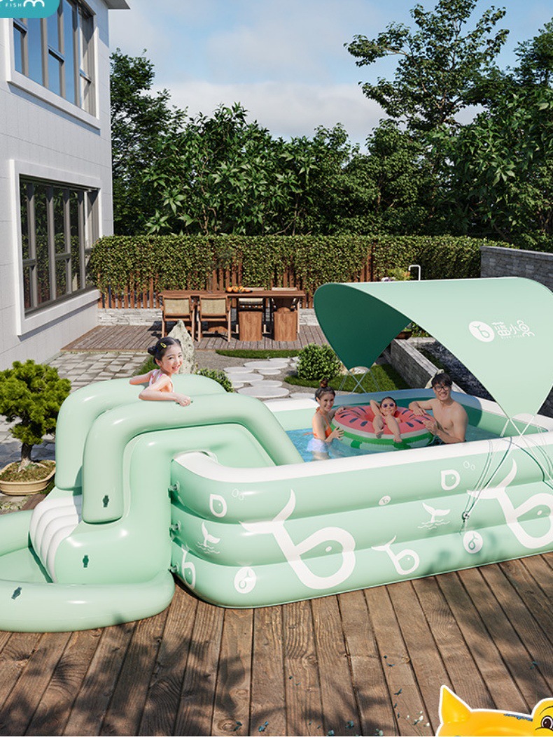 Children's inflatable swimming pool, large outdoor inflatable swimming pool, inflatable slide pool, baby play pool