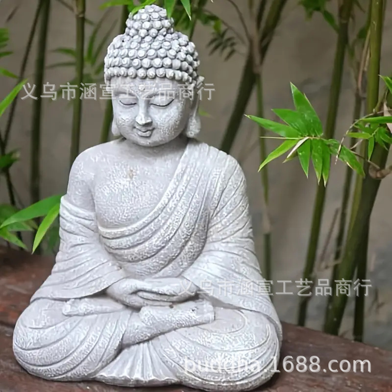 Garden Buddha Statue Decoration Chinese Zen Shakyamuni Sitting Statue Courtyard Decoration Landscape Study Entrance Photography Props