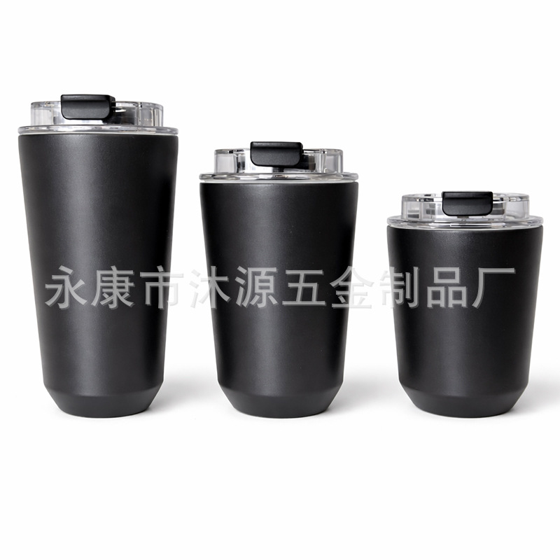 2025跨境新品304不锈钢保温杯保冷防漏翻盖咖啡杯随身便携礼品