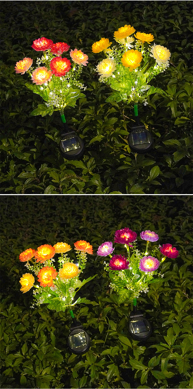 Solar Snow Lotus Lantern Outdoor Courtyard Garden Decoration Lawn Plug in LED Simulated Night Landscape Light