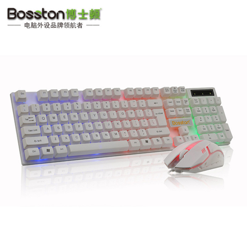 Docton Suspended Rainbow Backlight Computer USB Wired Keyboard and Mouse Set DIY Installation and Configuration