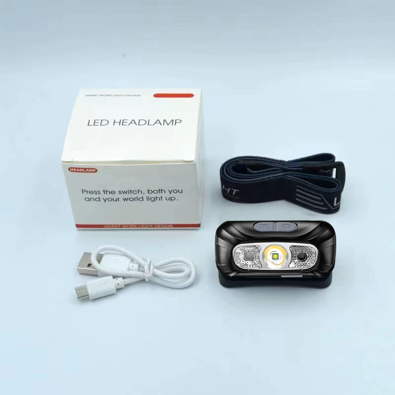 Waterproof head mounted outdoor fishing sensor LED headlight with strong light and dual lithium batteries, built-in battery for night running, 100w ultra bright