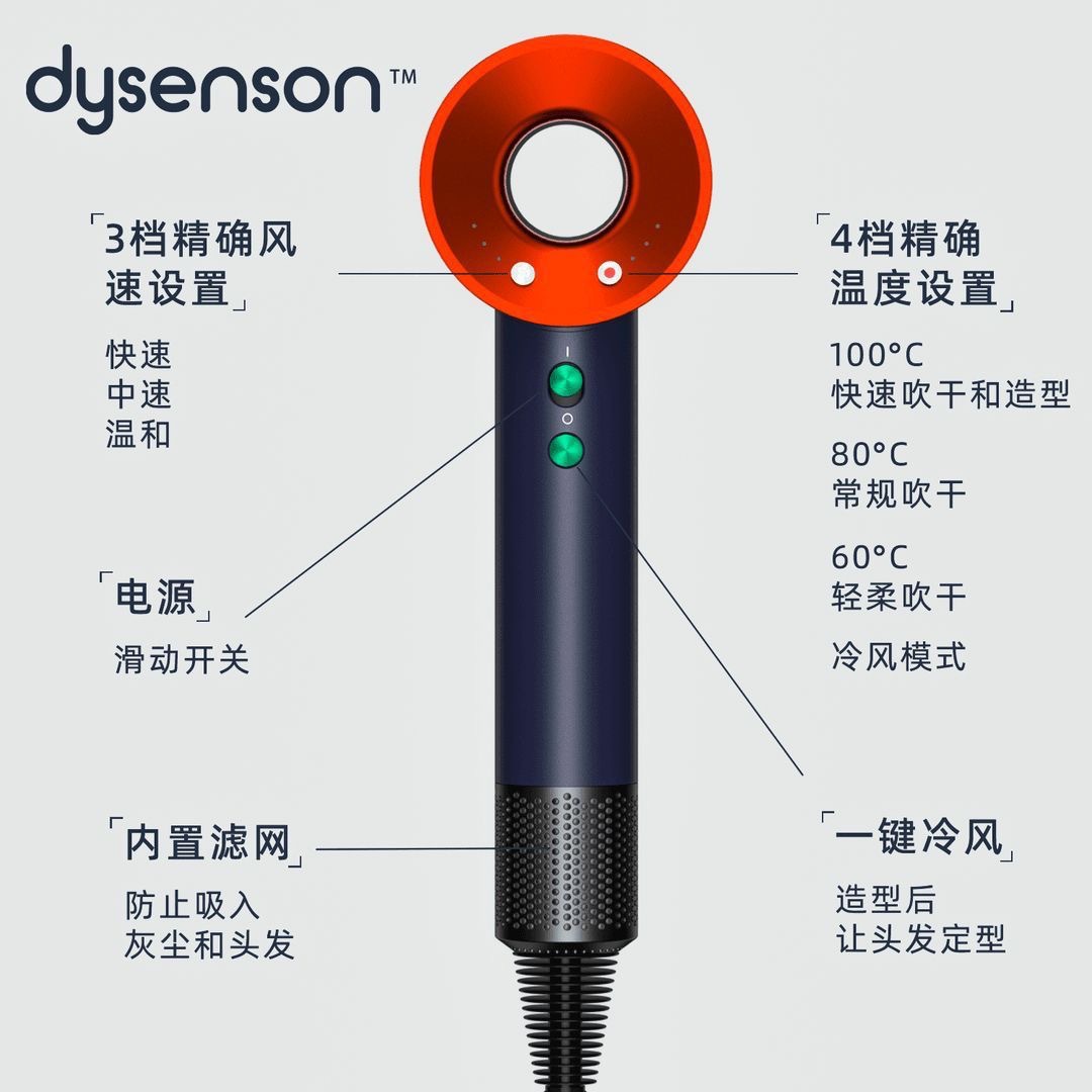Фен для волос Dysensong HD8 с ионизацией и постоянной температурой