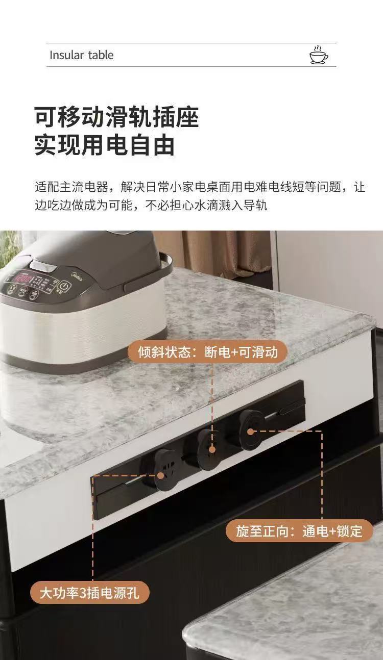 Light luxury ultra crystal island dining table with integrated retractable multifunctional household small unit modern kitchen bar table dining table