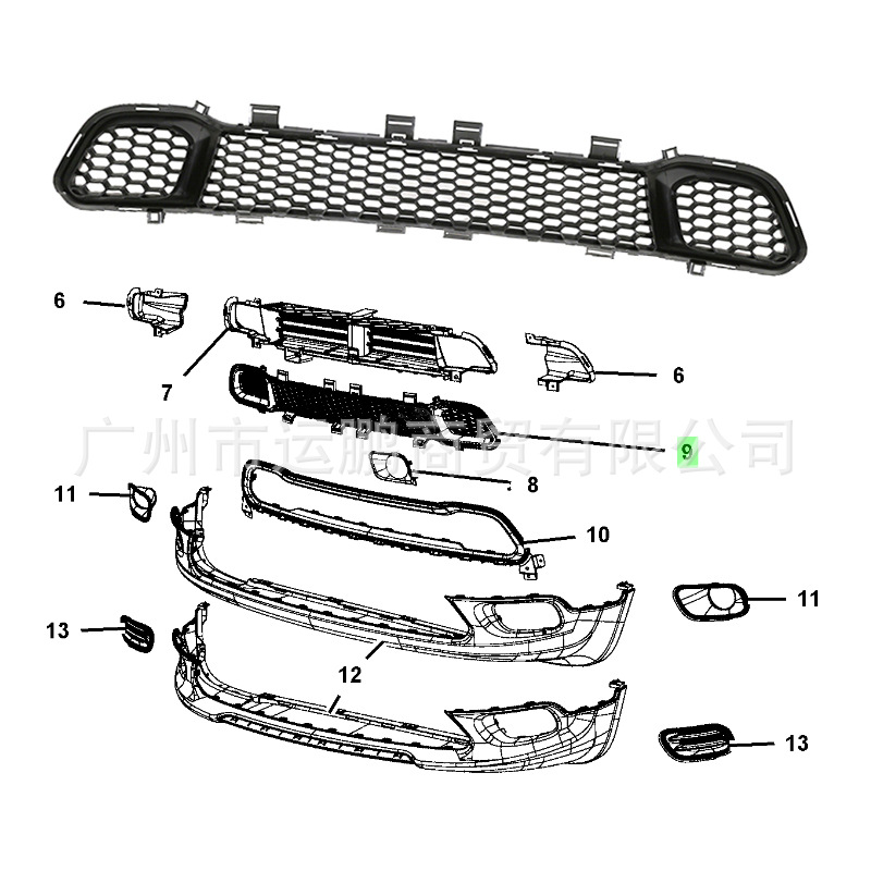 Подходит для Jeep 14-18 Free Light, комплект решетки средней решетки 68203216AA 68210024AC