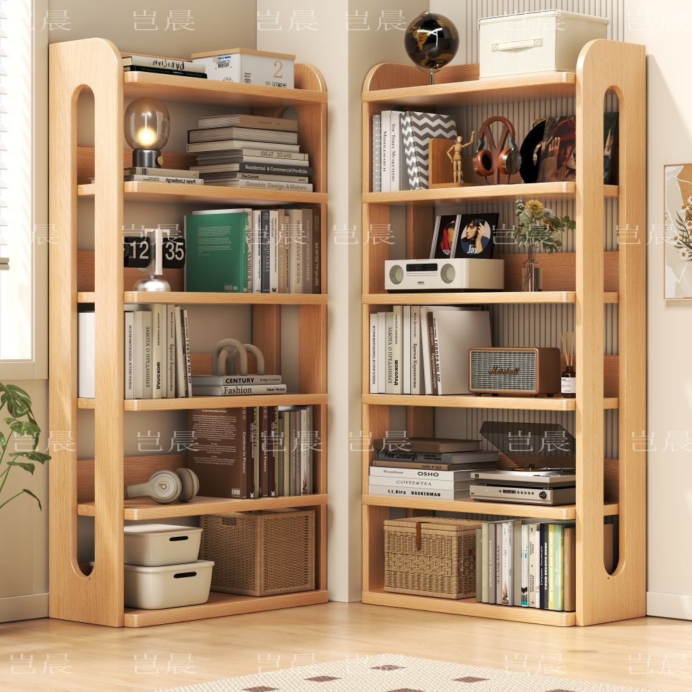 Bookshelf, floor to ceiling storage rack, integrated wall facing corner storage cabinet, simple student home use, no space occupation, solid wood bookshelf