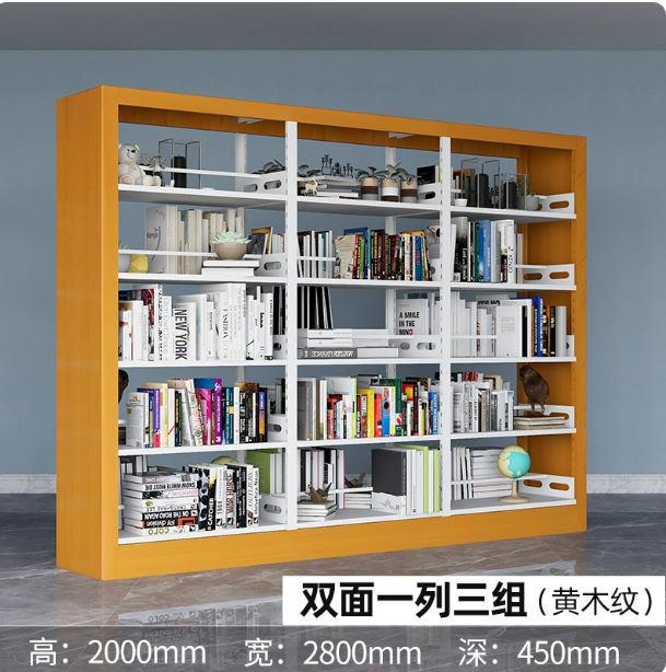 Steel bookshelf, book reading rack, household book storage rack, archive storage rack, double-sided data rack, minimalist design
