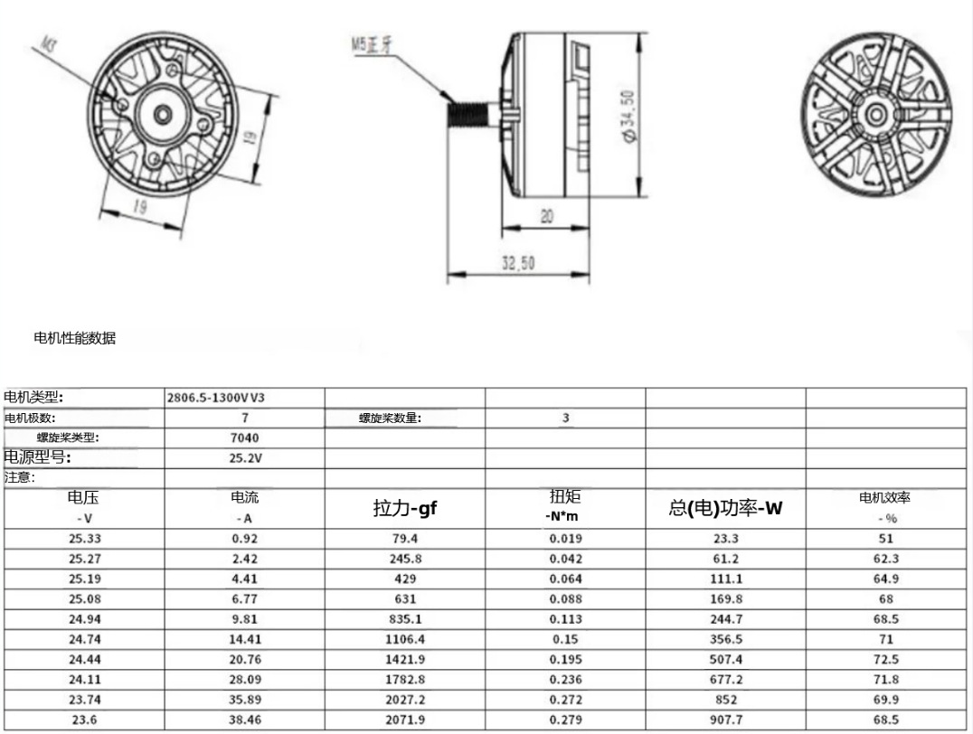 2806.5 V2多轴无刷外转马达1300KV 3-6S用于RC赛车FPV四轴飞行器