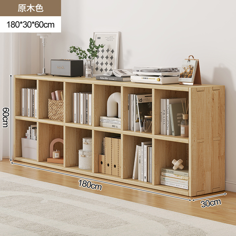 Solid wood bookshelf, floor to ceiling, household bedroom, bedside table, bookshelf, integrated sandwich, bedside storage cabinet, living room cabinet