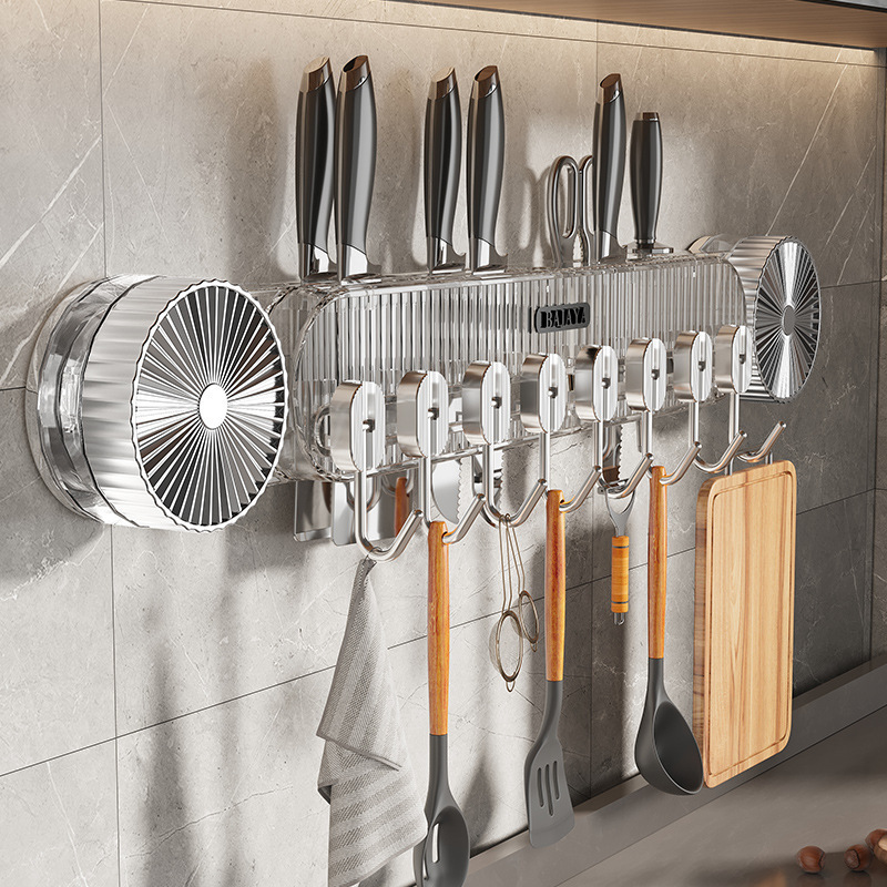 Kitchen knife holder, storage rack, suction cup type tool storage rack, wall hanging new model, no drilling hook, shovel spoon hanging rack