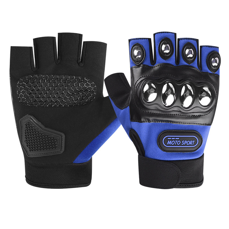 Motorcycle and motorcycle steel shell half finger riding anti slip gloves, men's mountain bike cycling exercise fitness gloves, anti cocoon
