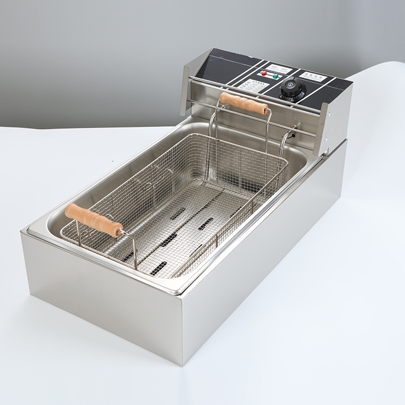Source manufacturer commercial desktop stainless steel fryer, Western kitchen French fry machine, fried chicken fryer, electric fryer