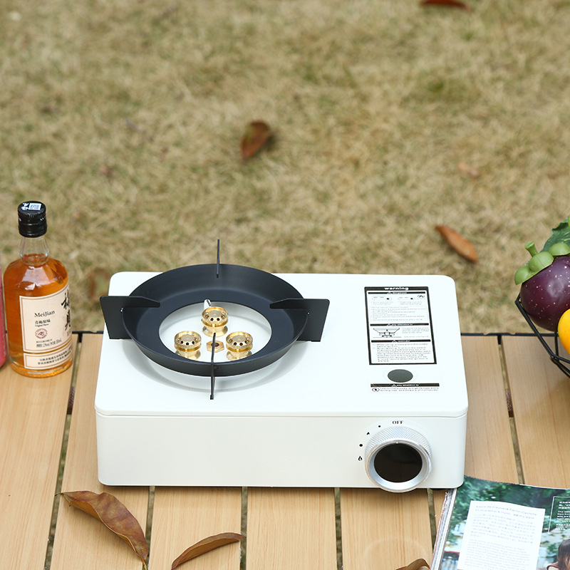 Outdoor camping, three head windproof stove, portable gas stove, dual-purpose card stove, picnic gas stove, card magnetic stove