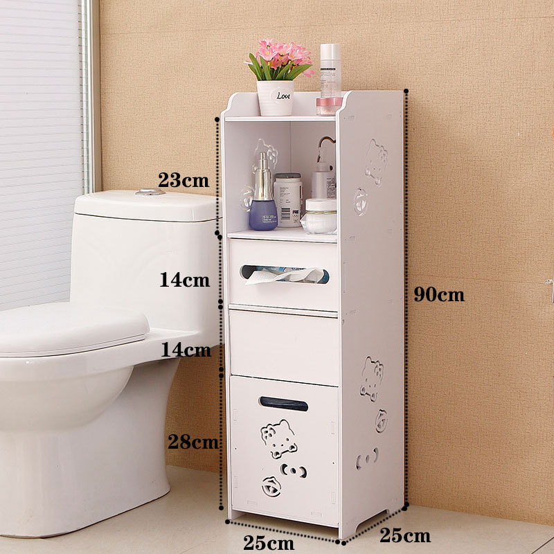 Bathroom side cabinet, toilet side cabinet with garbage bin, bathroom crevice shelf, toilet storage, waterproof storage cabinet