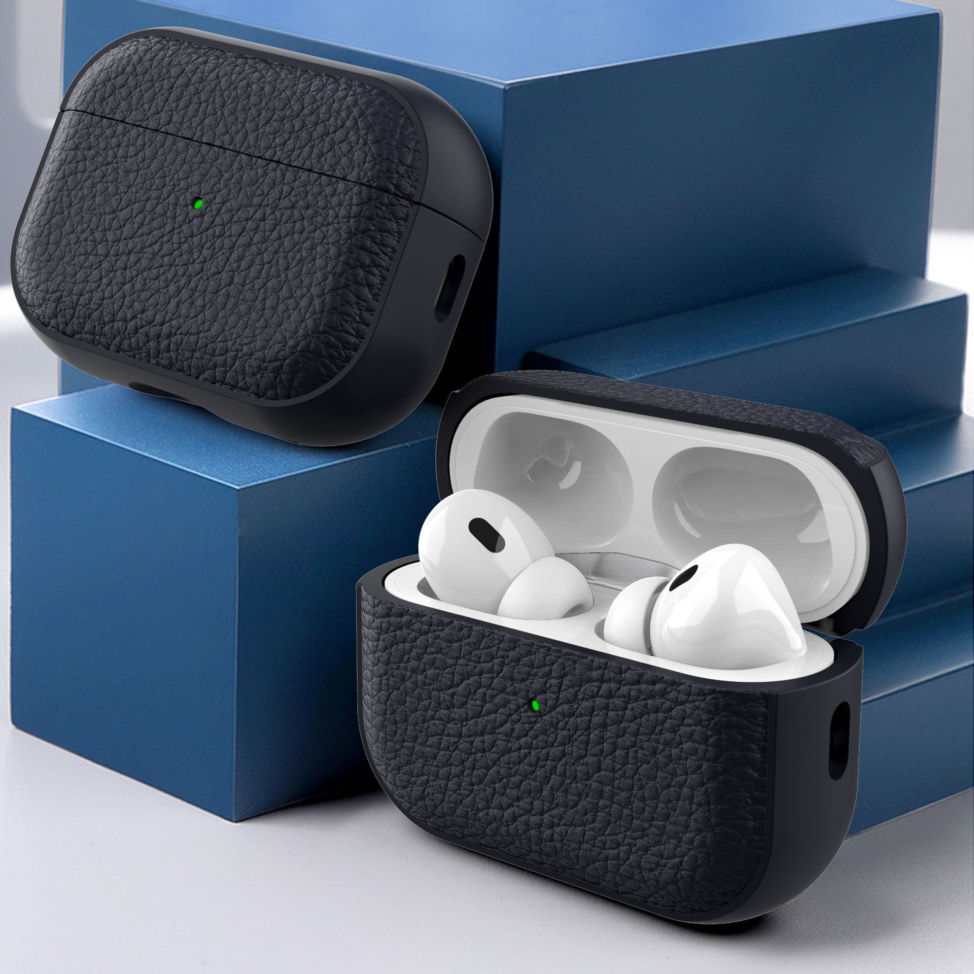 Simple lychee patterned leather suitable for AirPods 4th generation protective case, 2nd and 3rd generation Pro2 Apple Bluetooth earphone case