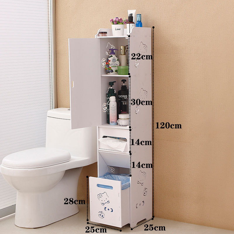 Bathroom side cabinet, toilet side cabinet with garbage bin, bathroom crevice shelf, toilet storage, waterproof storage cabinet