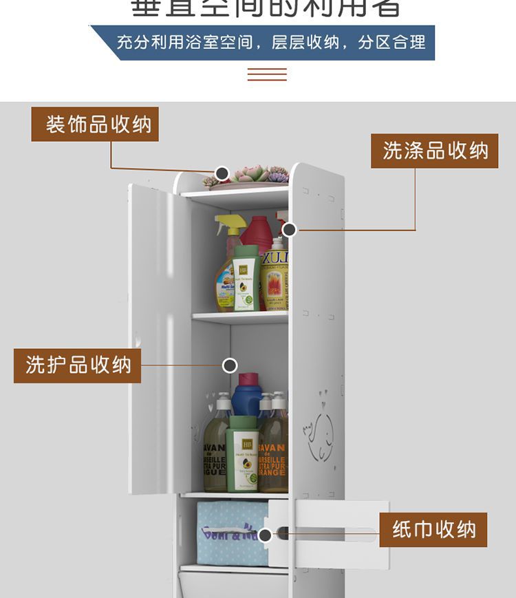 Bathroom side cabinet, bathroom standing cabinet, floor standing bathroom shelf, toilet side cabinet, narrow cabinet, toilet storage cabinet