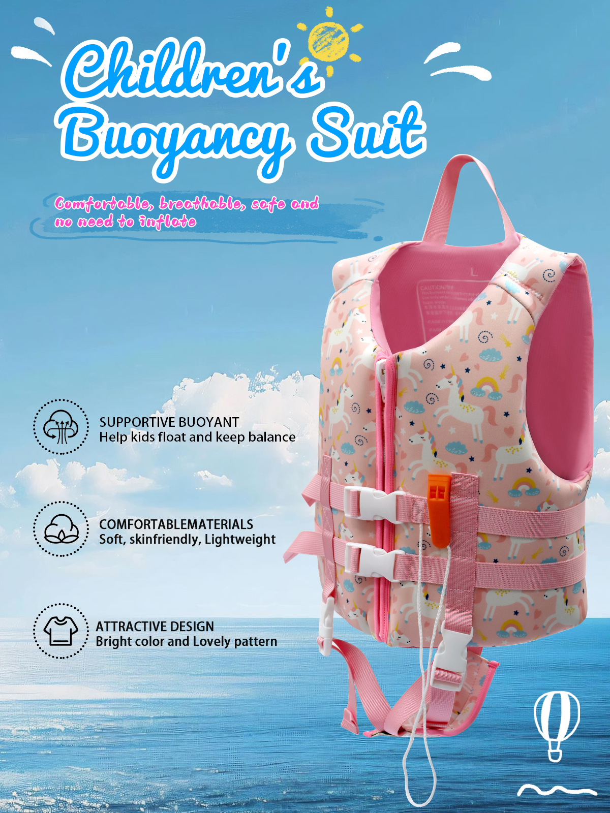 Cross border children's life jackets, diving materials, cartoon printed warm water buoyancy jackets, swimming vests for men and women aged 3-12