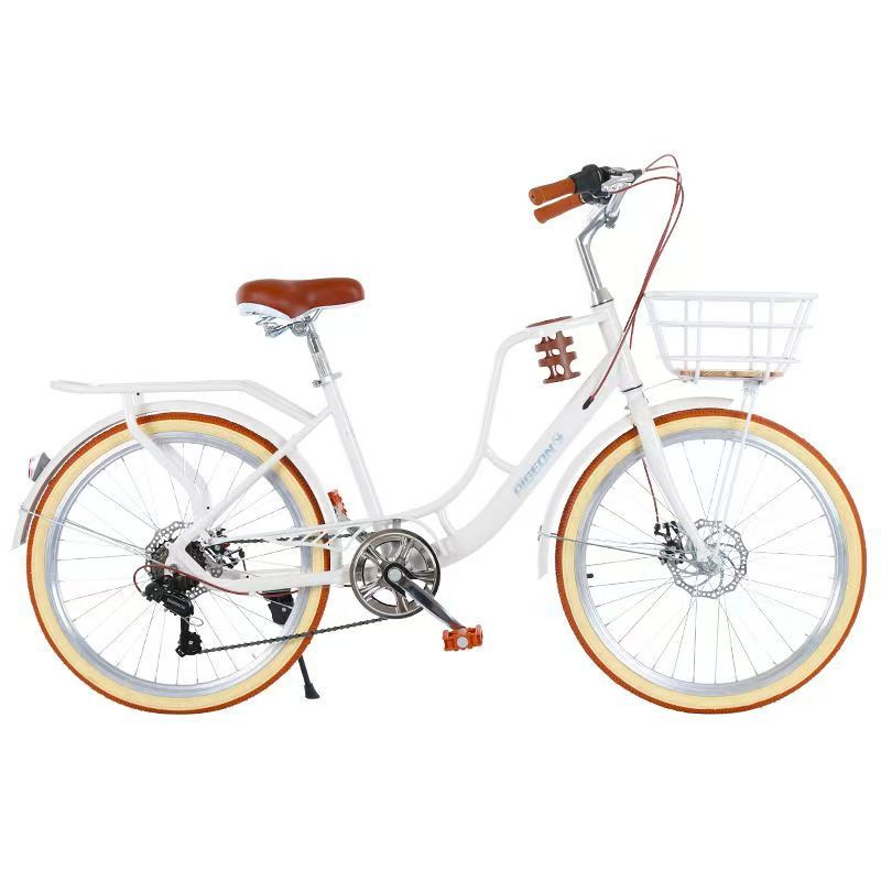 Retro city bike 24 inch 26 inch adult male and female commuting disc brake variable speed student coffee style lightweight bike