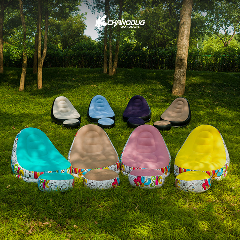 Outdoor inflatable sofa chair, portable camping, internet celebrity, thick flocking, lazy sofa, bedroom, home, leisure, folding bed